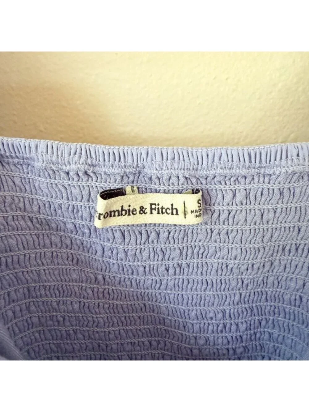 NWOT Abercrombie & Fitch Lilac Purple Ruched Corset Puff Sleeve Crop Top Small
